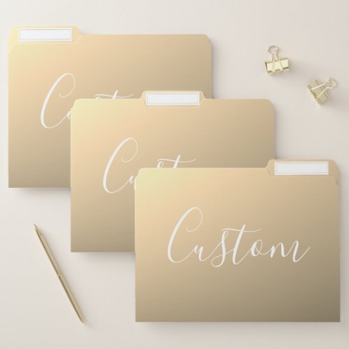 Elegant Modern Script Monogram or Word  Golden File Folder