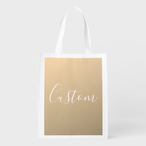 Elegant Modern Script Monogram or Word  Golden Grocery Bag