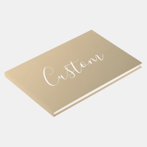 Elegant Modern Script Monogram or Word  Golden Guest Book