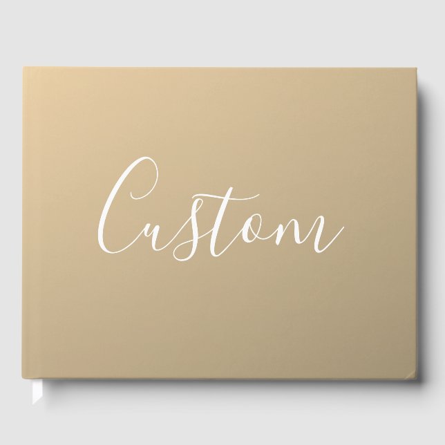 Elegant Modern Script Monogram or Word | Golden Guest Book (Front)