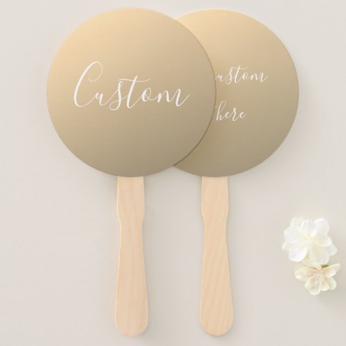 Elegant Modern Script Monogram or Word  Golden Hand Fan