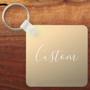 Elegant Modern Script Monogram or Word   Golden Keychain