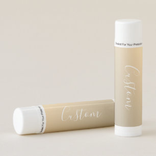 Elegant Modern Script Monogram or Word   Golden Lip Balm