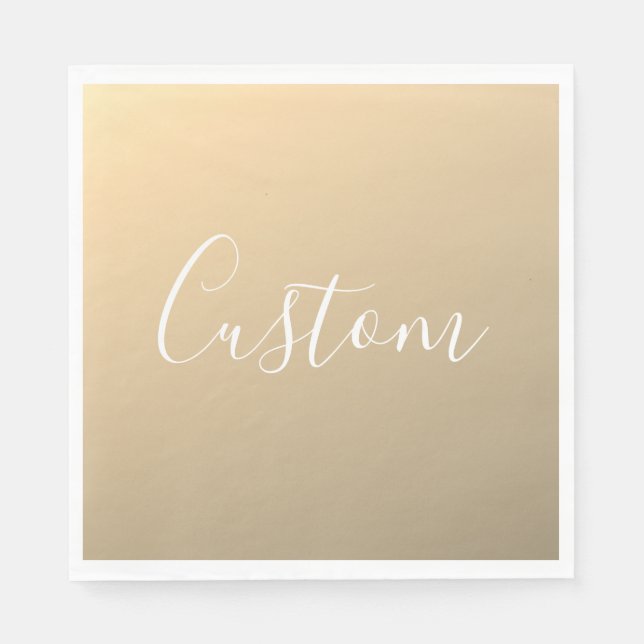 Elegant Modern Script Monogram or Word | Golden Napkins (Front)