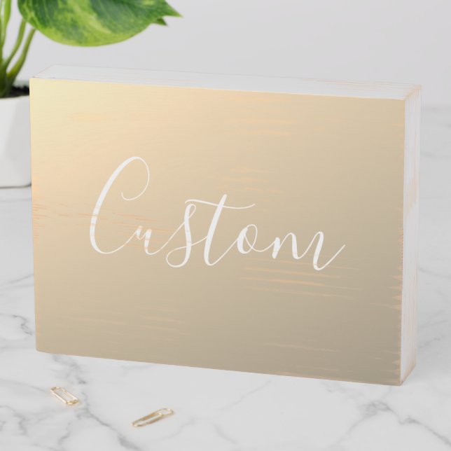 Elegant Modern Script Monogram or Word | Golden Wooden Box Sign (In Situ Horizontal)