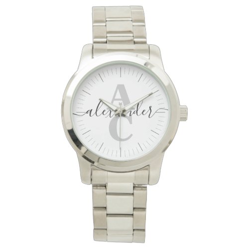 Elegant Modern Script Name Custom Monogram Initial Watch