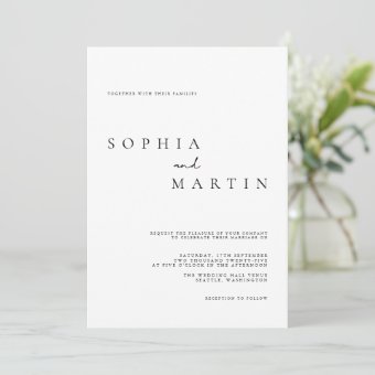 Elegant Modern Script Photo Classic Wedding Invitation | Zazzle