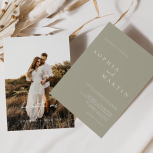 Elegant Modern Script Photo Classic Wedding Invitation