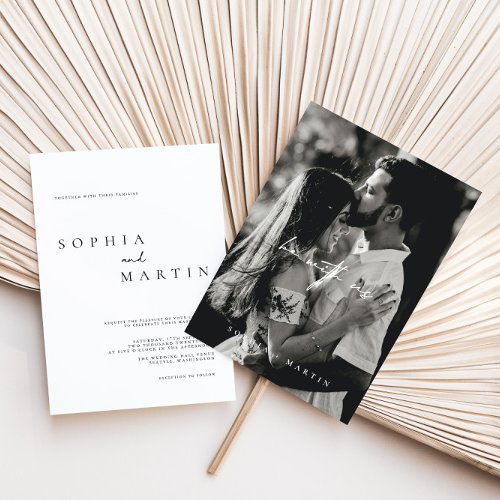 Elegant Modern Script Photo Classic Wedding Invitation
