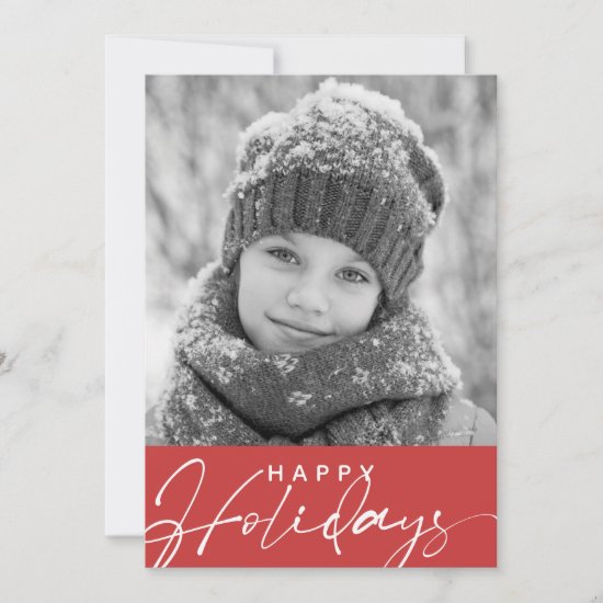 Elegant Modern Script Photo Flat Holiday Card