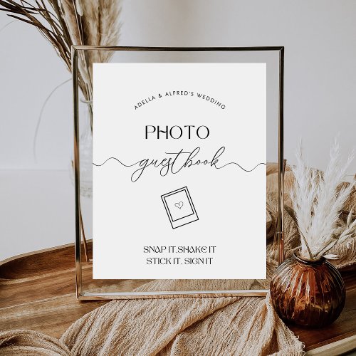 Elegant Modern Script Photo Guestbook Wedding Sign