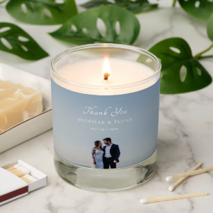 Elegant Modern Script Photo Wedding Favor Scented Candle