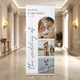 Elegant Modern Script Photo Wedding Retractable Banner