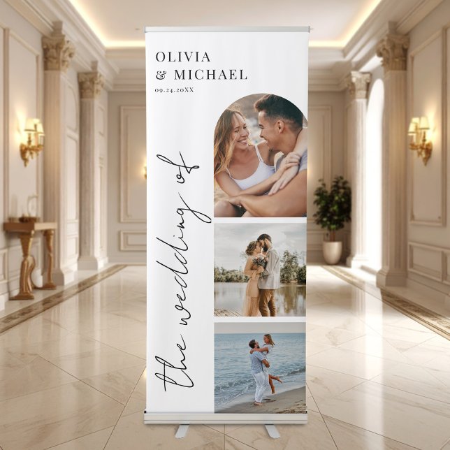 Elegant Modern Script Photo Wedding Retractable Banner (Creator Uploaded)
