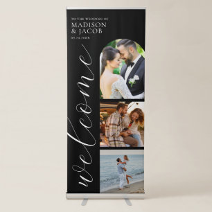 Elegant Modern Script Photo Wedding Welcome Retractable Banner