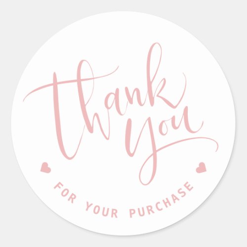 Elegant Modern script pink business thank you Classic Round Sticker