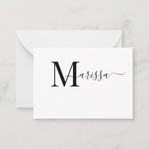 Elegant Modern Script Purple Monogram Name  Note Card