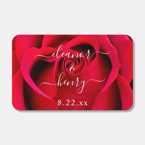 Elegant Modern Script Red Rose Floral Matchboxes