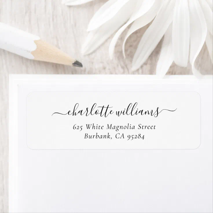 Elegant Modern Script Return Address Label | Zazzle