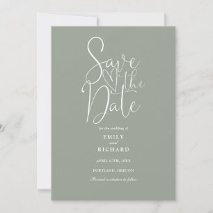 Elegant Modern Script Sage Green Wedding Save The Date