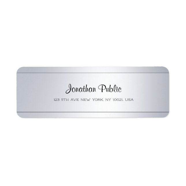Elegant Modern Script Silver Plain Return Address Label (Front)