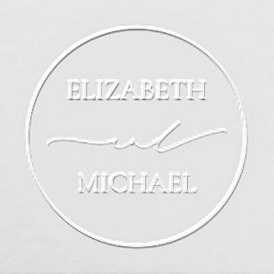 Elegant Modern Script Simple Initials Wedding Embosser