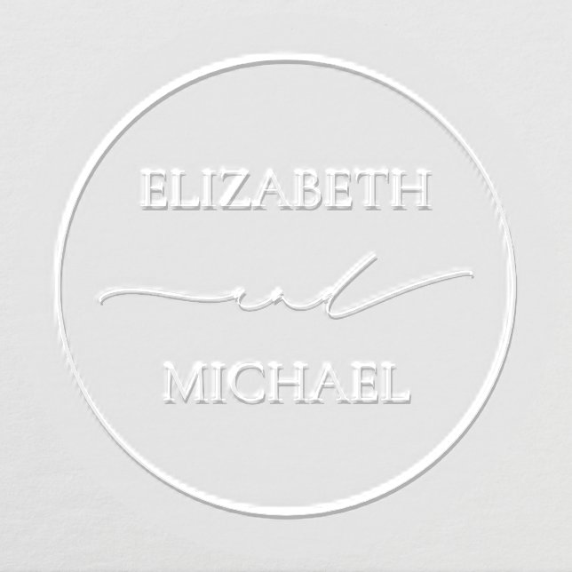 Elegant Modern Script Simple Initials Wedding Embosser (Design)
