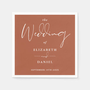Elegant Modern Script Terracotta Wedding Napkins