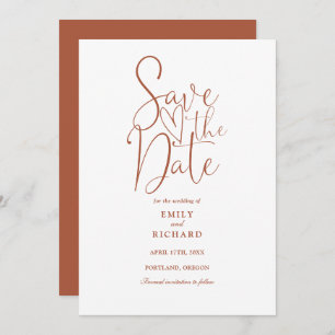 Elegant Modern Script Terracotta Wedding Save The Date