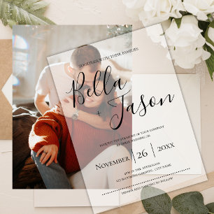 Elegant Modern Script Typography Simple Wedding Vellum Invitations