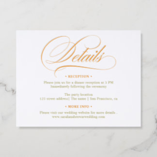 Elegant Modern Script Wedding Details Letterpress Enclosure Card
