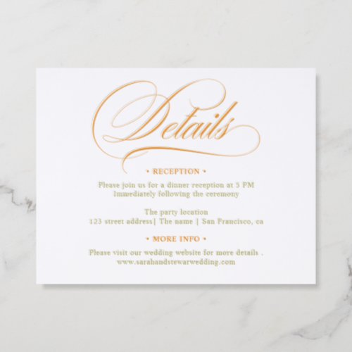 Elegant Modern Script Wedding Details Letterpress Enclosure Card