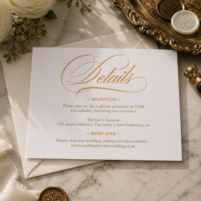 Elegant Modern Script Wedding Details Letterpress Enclosure Card (Elegant Modern Script Wedding Details Letterpress Enclosure Card)