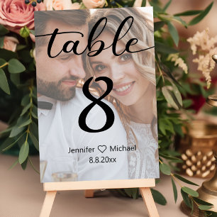 elegant modern script wedding faded photo  table number