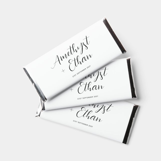 Elegant Modern Script Wedding  Hershey Bar Favors (Front)