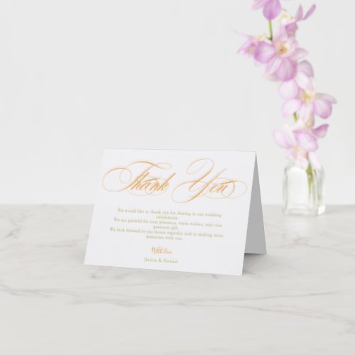 Elegant Modern Script Wedding Letterpress Thank You Card