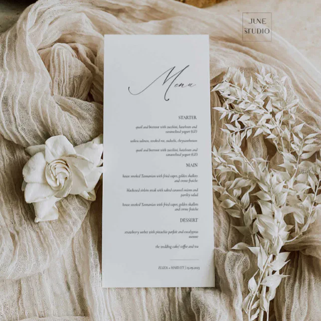 Elegant Modern Script Wedding Menu | Zazzle