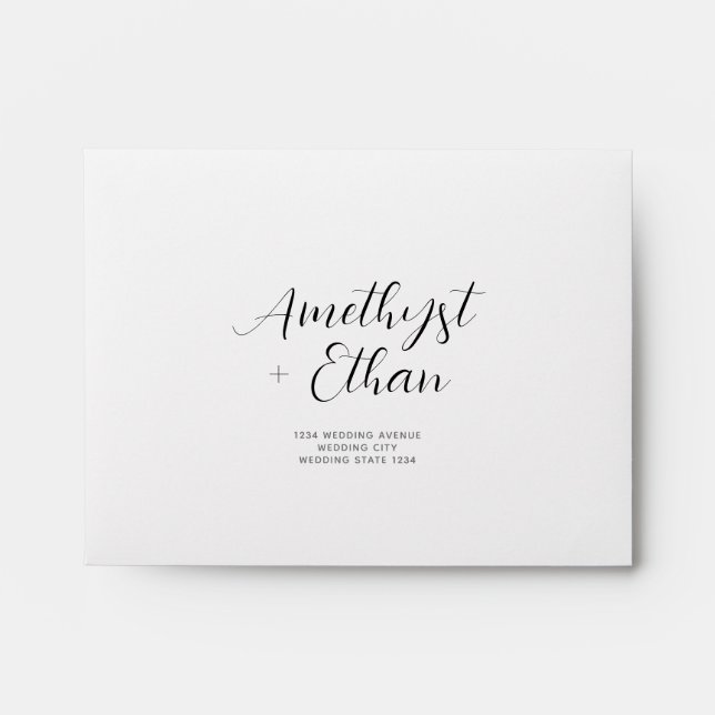 Elegant Modern Script Wedding RSVP Address Envelope (Front)