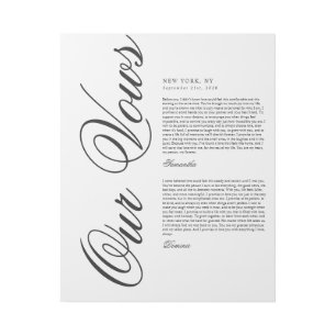 Elegant Modern Script Wedding Vows Gallery Wrap