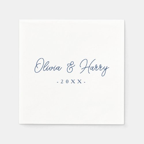 Elegant Modern Script White Wedding Paper Napkin