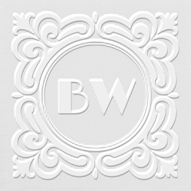 Elegant Modern Scroll Monogram Initials Embosser (Design)