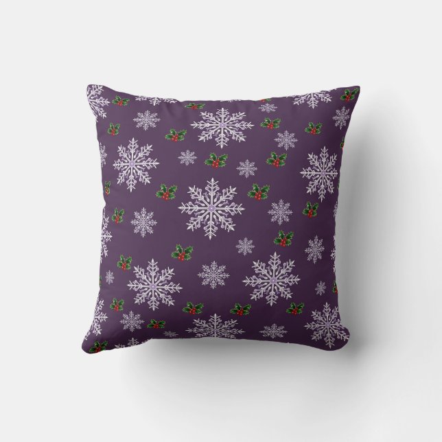 Elegant Modern Seasonal Snowflakes Christmas   Throw Pillow (Back)
