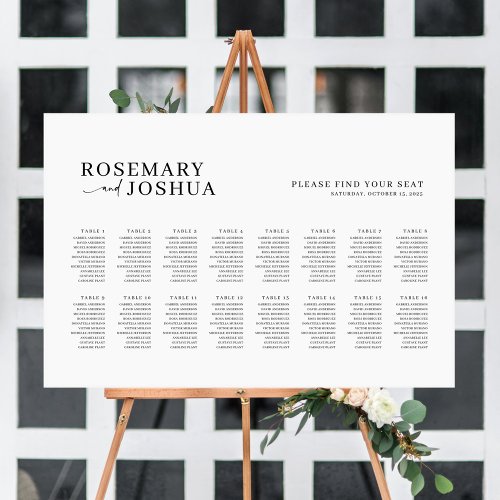 Elegant Modern Seating Chart Find Your Seat Foam Board