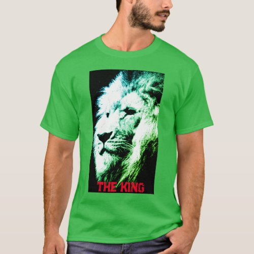 Elegant Modern Shamrock Green Pop Art Lion Mens T_Shirt
