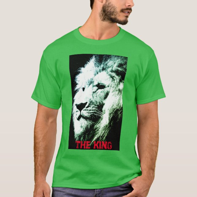 Elegant Modern Shamrock Green Pop Art Lion Men's T-Shirt (Front)