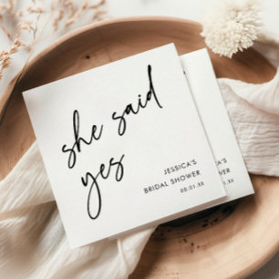 Elegant Modern She Said Yes Bridal Shower Napkins