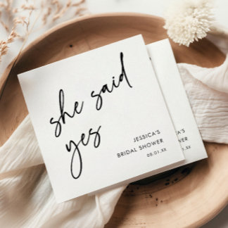 Elegant Modern She Said Yes Bridal Shower Napkins