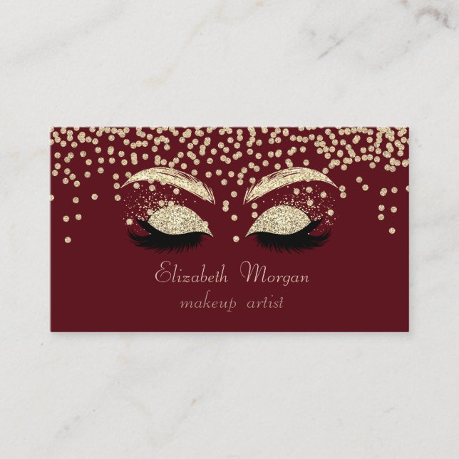Elegant Modern Shiny Diamonds-Glitter Faux Lashes Business Card (Front)