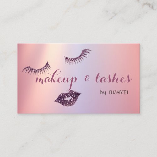 Elegant  Modern Shiny Glitter LipsLashesMakeup Business Card