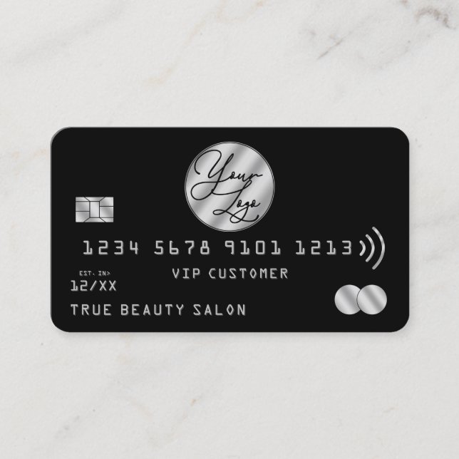 Elegant Modern Silver Black Credit Card Logo (Front)